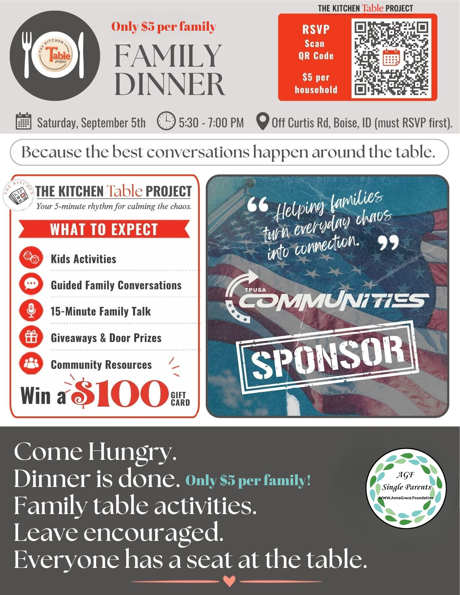 RESHARE: The Kitchen Table Project Family Dinner — Food & drink in Curtis Rd