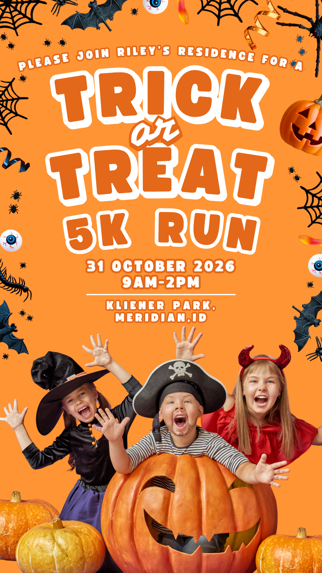 First Annual Run for Riley’s Residence Halloween 5K — Sports & recreation in Julius Kleiner Park, Meridain · Meridian, ID